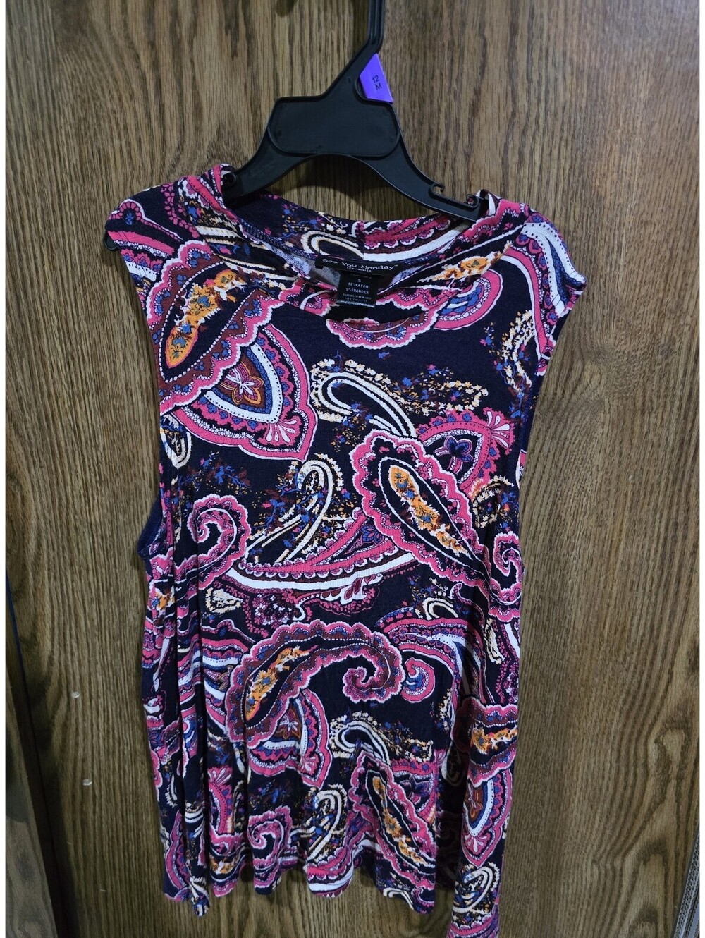 See You Monday Sleeveless Top Geometric Design Stretchy